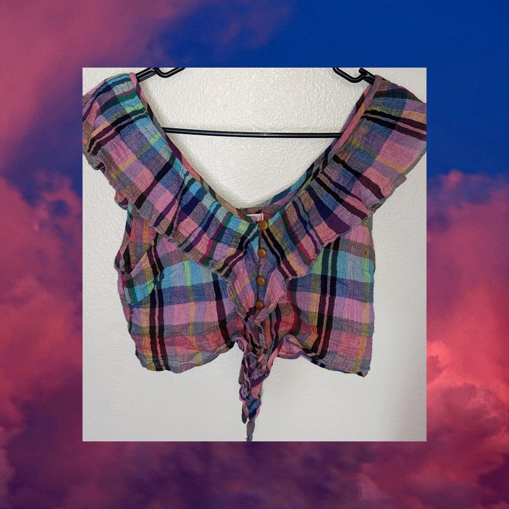 Crop top plaid colors shirt